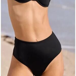 NWT Aerie 90s High Cut Cheeky Bikini Bottom Women's Swim Beach True Black Size M